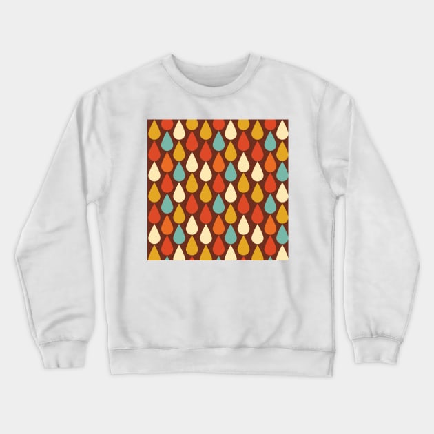 Warm Retro Colors Raindrop Pattern Crewneck Sweatshirt by KathrinLegg